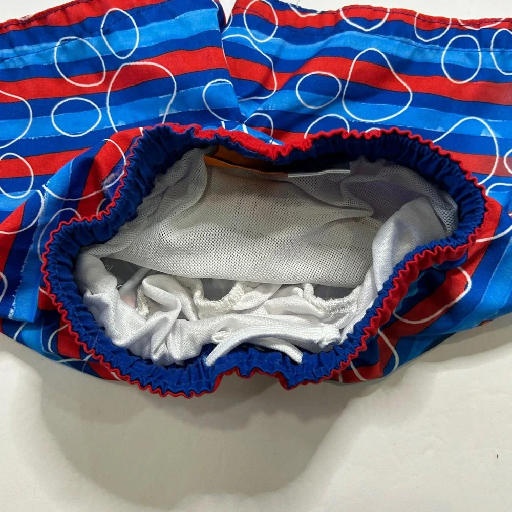 Kids Paw Patrol Swim Trunks Blue Red Paw Print Elastic‎ Size 2T